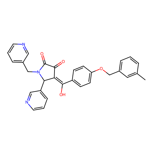 (4E)-4-(hydroxy{4-[(3-methylbenzyl)oxy]phenyl}methylidene)-5-(pyridin-3-yl)-1-(pyridin-3-ylmethyl)pyrrolidine-2,3-dione structure