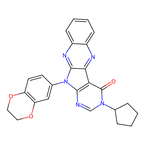 3-cyclopentyl-11-(2,3-dihydrobenzo[b][1,4]dioxin-6-yl)-3H-pyrimido[5',4':4,5]pyrrolo[2,3-b]quinoxalin-4(11H)-one structure