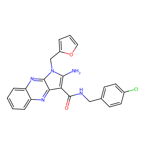 2-amino-N-(4-chlorobenzyl)-1-(furan-2-ylmethyl)-1H-pyrrolo[2,3-b]quinoxaline-3-carboxamide structure