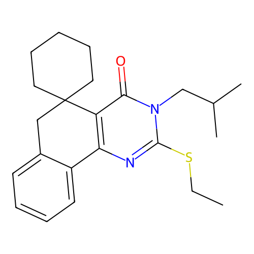 2-(ethylthio)-3-isobutyl-3H-spiro[benzo[h]quinazoline-5,1'-cyclohexan]-4(6H)-one structure