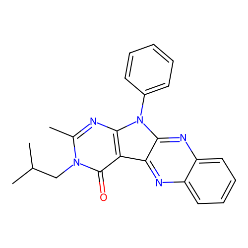 3-isobutyl-2-methyl-11-phenyl-3H-pyrimido[5',4':4,5]pyrrolo[2,3-b]quinoxalin-4(11H)-one structure