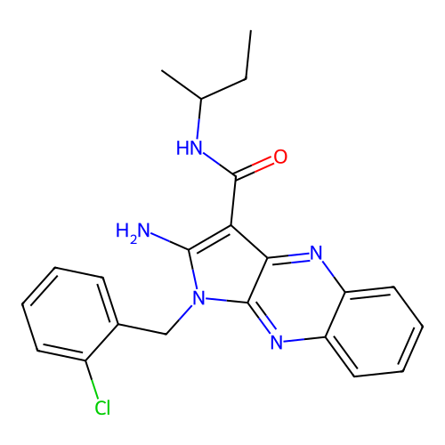2-amino-N-(butan-2-yl)-1-(2-chlorobenzyl)-1H-pyrrolo[2,3-b]quinoxaline-3-carboxamide structure