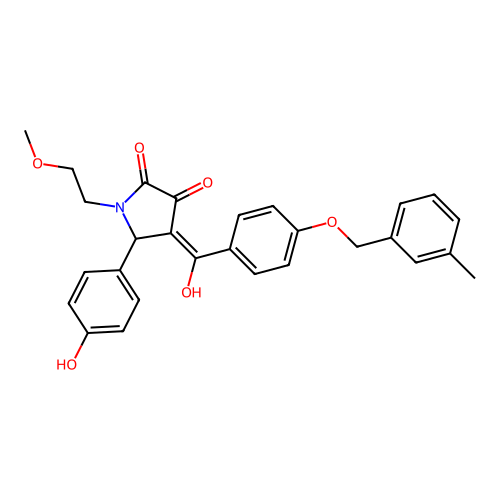 (4E)-4-(hydroxy{4-[(3-methylbenzyl)oxy]phenyl}methylidene)-5-(4-hydroxyphenyl)-1-(2-methoxyethyl)pyrrolidine-2,3-dione structure