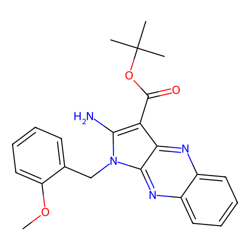 tert-butyl 2-amino-1-(2-methoxybenzyl)-1H-pyrrolo[2,3-b]quinoxaline-3-carboxylate structure