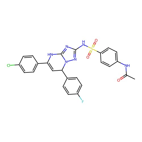 N-(4-(N-(5-(4-chlorophenyl)-7-(4-fluorophenyl)-4,7-dihydro-[1,2,4]triazolo[1,5-a]pyrimidin-2-yl)sulfamoyl)phenyl)acetamide structure