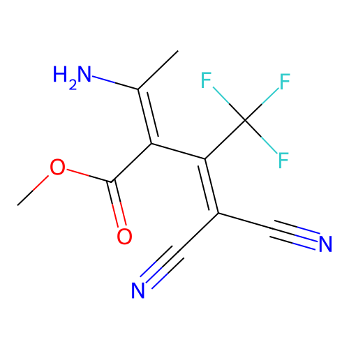 2-(1-Amino-ethylidene)-4,4-dicyano-3-trifluoromethyl-but-3-enoic acid methyl ester structure