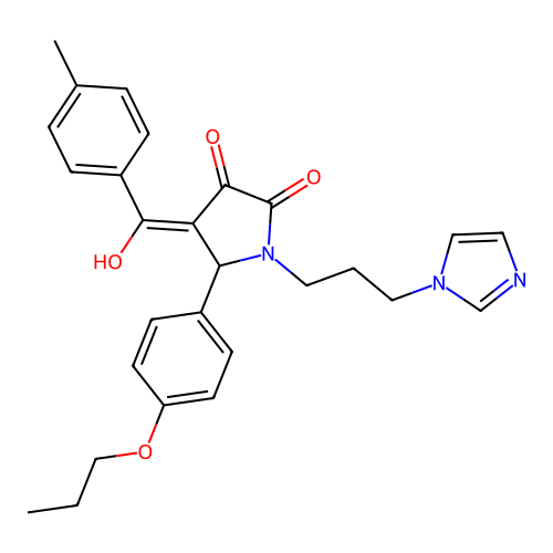 (4E)-4-[hydroxy-(4-methylphenyl)methylidene]-1-(3-imidazol-1-ylpropyl)-5-(4-propoxyphenyl)pyrrolidine-2,3-dione structure