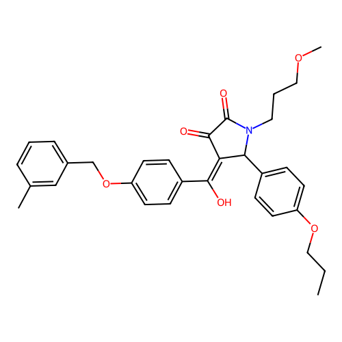 (4E)-4-(hydroxy{4-[(3-methylbenzyl)oxy]phenyl}methylidene)-1-(3-methoxypropyl)-5-(4-propoxyphenyl)pyrrolidine-2,3-dione structure