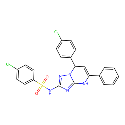 4-chloro-N-(7-(4-chlorophenyl)-5-phenyl-4,7-dihydro-[1,2,4]triazolo[1,5-a]pyrimidin-2-yl)benzenesulfonamide structure