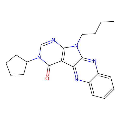11-butyl-3-cyclopentyl-3H-pyrimido[5',4':4,5]pyrrolo[2,3-b]quinoxalin-4(11H)-one structure