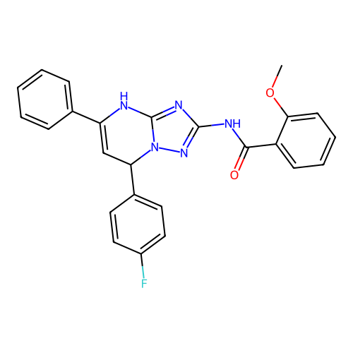 N-(7-(4-fluorophenyl)-5-phenyl-4,7-dihydro-[1,2,4]triazolo[1,5-a]pyrimidin-2-yl)-2-methoxybenzamide structure