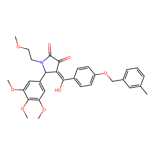 (4E)-4-(hydroxy{4-[(3-methylbenzyl)oxy]phenyl}methylidene)-1-(2-methoxyethyl)-5-(3,4,5-trimethoxyphenyl)pyrrolidine-2,3-dione structure
