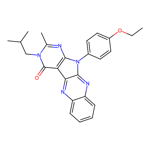 11-(4-ethoxyphenyl)-3-isobutyl-2-methyl-3H-pyrimido[5',4':4,5]pyrrolo[2,3-b]quinoxalin-4(11H)-one structure