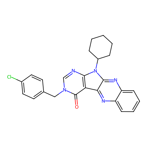 3-(4-chlorobenzyl)-11-cyclohexyl-3H-pyrimido[5',4':4,5]pyrrolo[2,3-b]quinoxalin-4(11H)-one structure