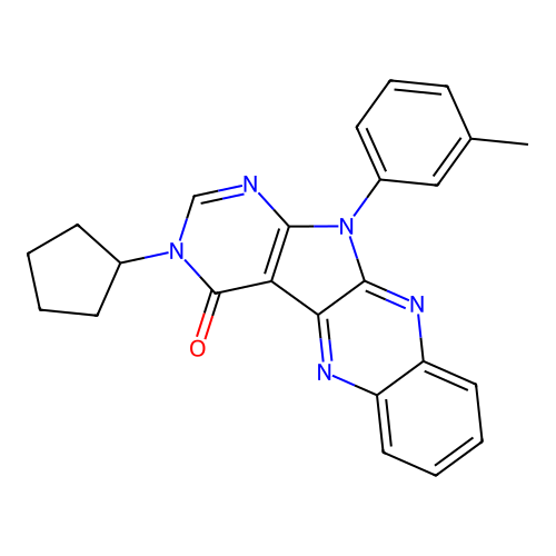 3-cyclopentyl-11-(m-tolyl)-3H-pyrimido[5',4':4,5]pyrrolo[2,3-b]quinoxalin-4(11H)-one structure