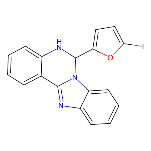 6-(5-Iodofuran-2-yl)-5,6-dihydrobenzimidazo[1,2-c]quinazoline structure