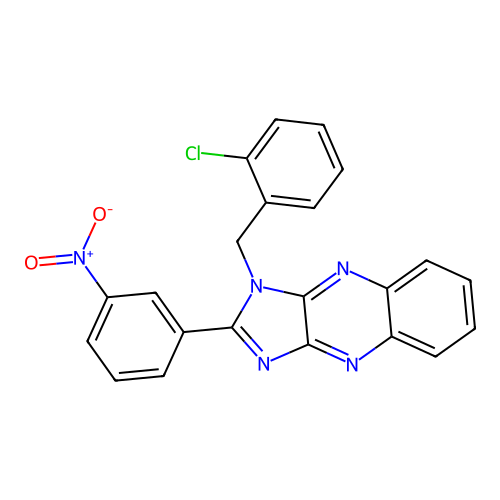 1-(2-chlorobenzyl)-2-(3-nitrophenyl)-1H-imidazo[4,5-b]quinoxaline structure