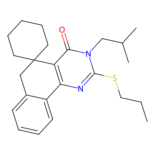 3-isobutyl-2-(propylthio)-3H-spiro[benzo[h]quinazoline-5,1'-cyclohexan]-4(6H)-one structure