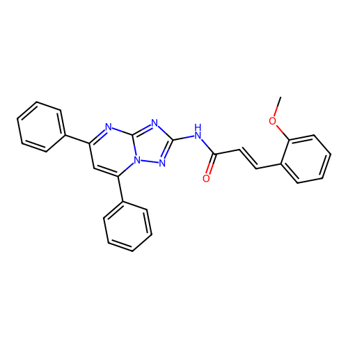 (E)-N-(5,7-diphenyl-[1,2,4]triazolo[1,5-a]pyrimidin-2-yl)-3-(2-methoxyphenyl)acrylamide structure