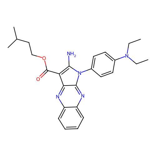 3-methylbutyl 2-amino-1-[4-(diethylamino)phenyl]pyrrolo[3,2-b]quinoxaline-3-carboxylate structure