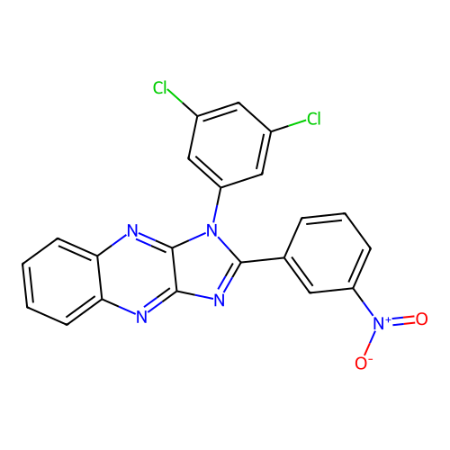 1-(3,5-dichlorophenyl)-2-(3-nitrophenyl)-1H-imidazo[4,5-b]quinoxaline structure