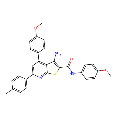 3-amino-N,4-bis(4-methoxyphenyl)-6-(4-methylphenyl)thieno[2,3-b]pyridine-2-carboxamide structure