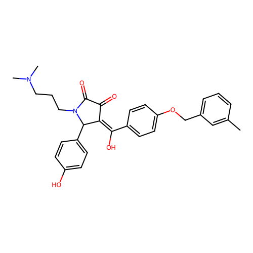 (4E)-1-[3-(dimethylamino)propyl]-4-(hydroxy{4-[(3-methylbenzyl)oxy]phenyl}methylidene)-5-(4-hydroxyphenyl)pyrrolidine-2,3-dione structure