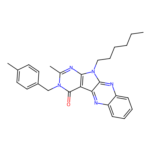 11-hexyl-2-methyl-3-(4-methylbenzyl)-3H-pyrimido[5',4':4,5]pyrrolo[2,3-b]quinoxalin-4(11H)-one structure