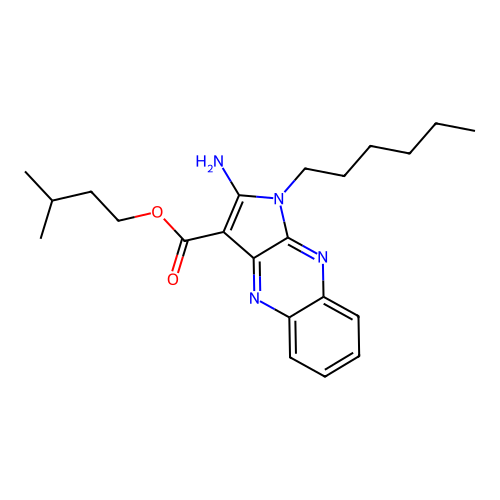 3-methylbutyl 2-amino-1-hexyl-1H-pyrrolo[2,3-b]quinoxaline-3-carboxylate structure