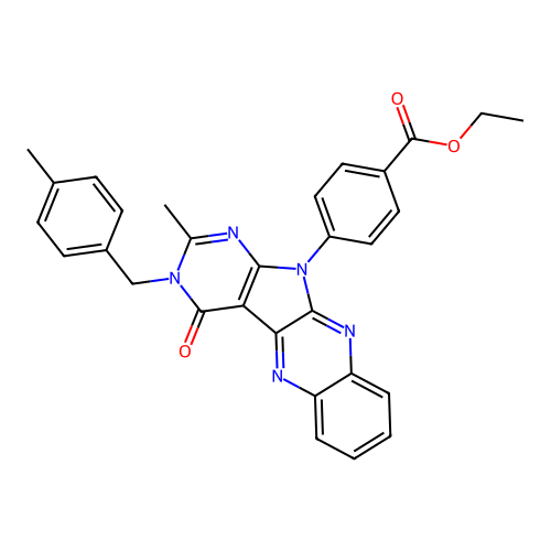 ethyl 4-(2-methyl-3-(4-methylbenzyl)-4-oxo-3H-pyrimido[5',4':4,5]pyrrolo[2,3-b]quinoxalin-11(4H)-yl)benzoate structure
