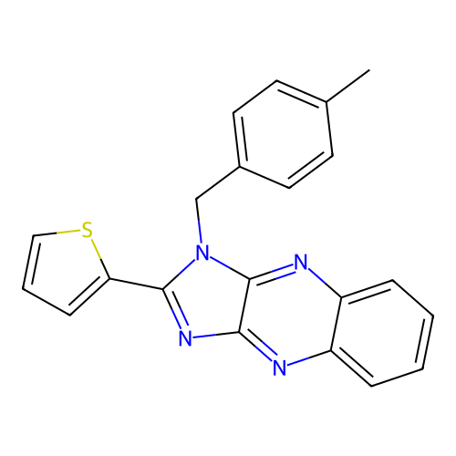 1-(4-methylbenzyl)-2-(thiophen-2-yl)-1H-imidazo[4,5-b]quinoxaline structure