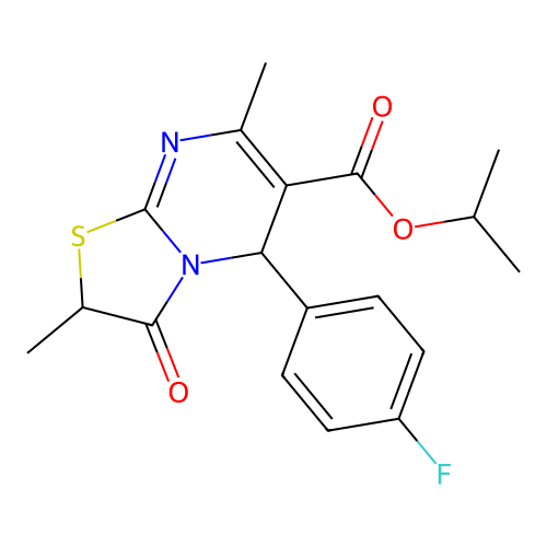 isopropyl 5-(4-fluorophenyl)-2,7-dimethyl-3-oxo-3,5-dihydro-2H-thiazolo[3,2-a]pyrimidine-6-carboxylate structure