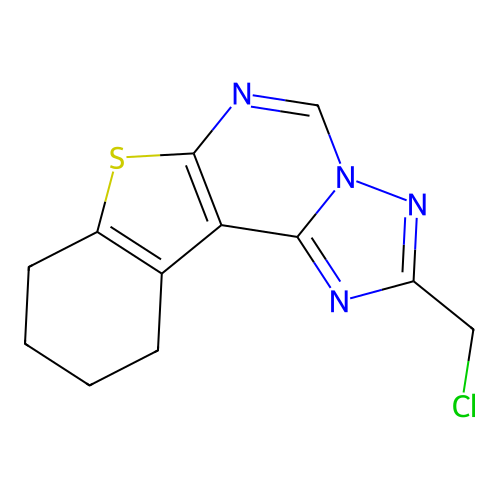 2-(chloromethyl)-8,9,10,11-tetrahydro[1]benzothieno[3,2-e][1,2,4]triazolo[1,5-c]pyrimidine structure