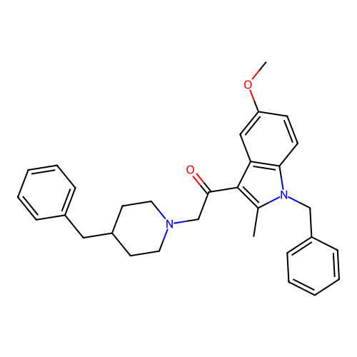 1-(1-benzyl-5-methoxy-2-methyl-1H-indol-3-yl)-2-(4-benzylpiperidin-1-yl)ethanone structure