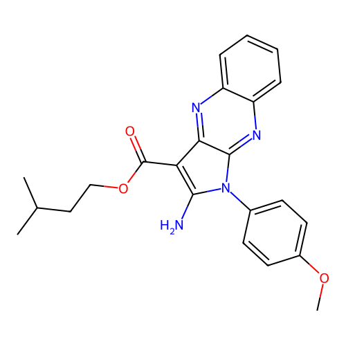 3-methylbutyl 2-amino-1-(4-methoxyphenyl)-1H-pyrrolo[2,3-b]quinoxaline-3-carboxylate structure