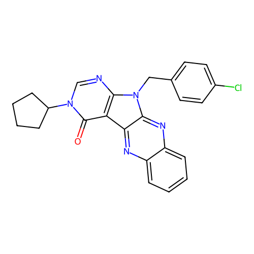 11-(4-chlorobenzyl)-3-cyclopentyl-3H-pyrimido[5',4':4,5]pyrrolo[2,3-b]quinoxalin-4(11H)-one structure