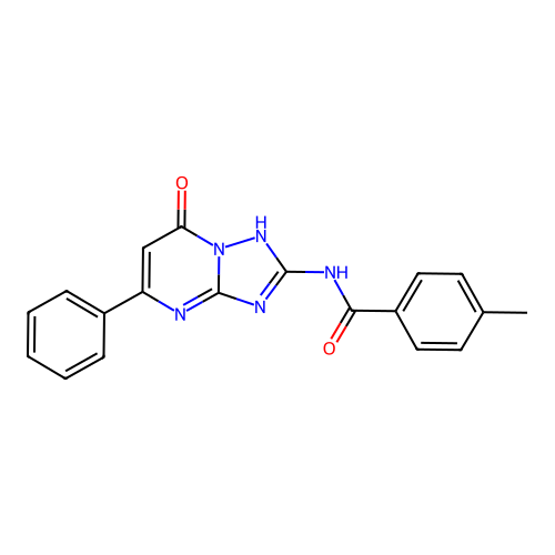 4-methyl-N-(7-oxo-5-phenyl-4,7-dihydro-[1,2,4]triazolo[1,5-a]pyrimidin-2-yl)benzamide structure