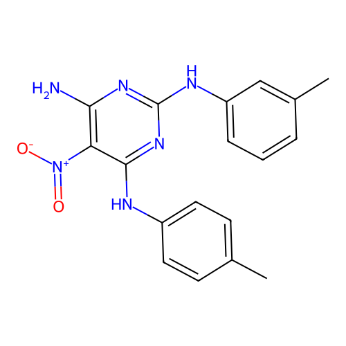 {6-Amino-2-[(3-methylphenyl)amino]-5-nitropyrimidin-4-yl}(4-methylphenyl)amine structure
