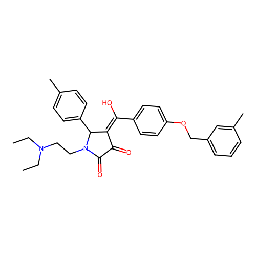 (4E)-1-(2-diethylaminoethyl)-4-[hydroxy-[4-[(3-methylphenyl)methoxy]phenyl]methylidene]-5-(4-methylphenyl)pyrrolidine-2,3-dione structure