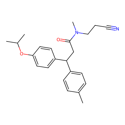 N-(2-cyanoethyl)-3-(4-isopropoxyphenyl)-N-methyl-3-(p-tolyl)propanamide structure