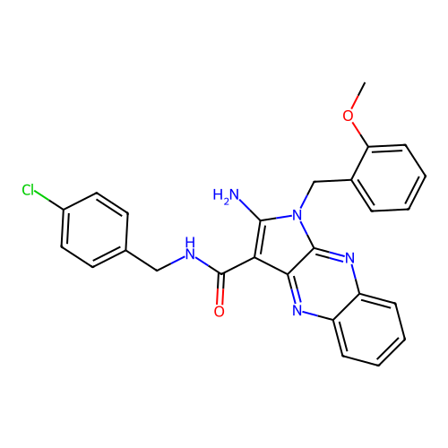 2-amino-N-(4-chlorobenzyl)-1-(2-methoxybenzyl)-1H-pyrrolo[2,3-b]quinoxaline-3-carboxamide structure