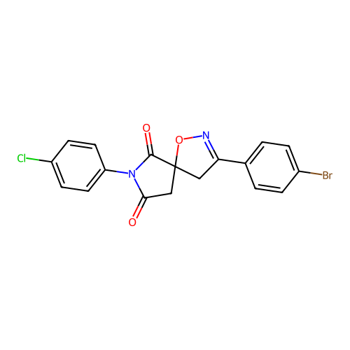 3-(4-bromophenyl)-7-(4-chlorophenyl)-1-oxa-2,7-diazaspiro[4.4]non-2-ene-6,8-dione structure