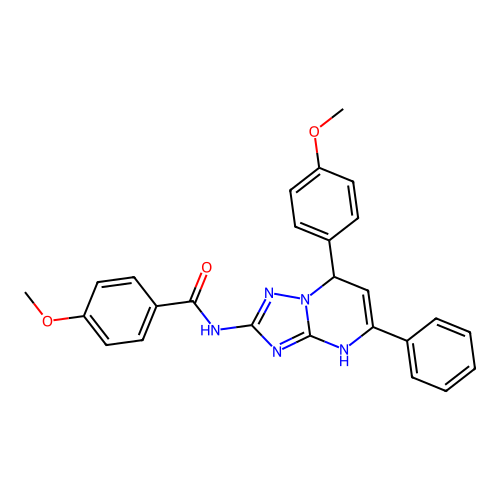 4-methoxy-N-(7-(4-methoxyphenyl)-5-phenyl-4,7-dihydro-[1,2,4]triazolo[1,5-a]pyrimidin-2-yl)benzamide structure