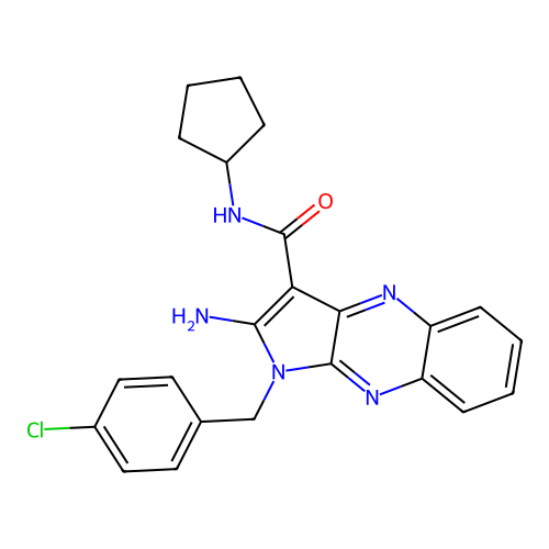 2-amino-1-(4-chlorobenzyl)-N-cyclopentyl-1H-pyrrolo[2,3-b]quinoxaline-3-carboxamide structure