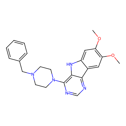 4-(4-benzylpiperazin-1-yl)-7,8-dimethoxy-5H-pyrimido[5,4-b]indole structure