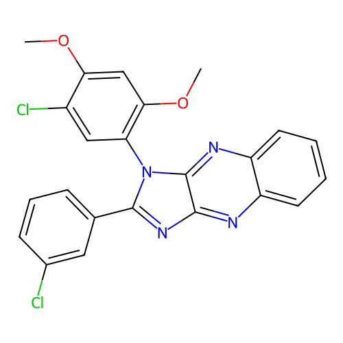 1-(5-chloro-2,4-dimethoxyphenyl)-2-(3-chlorophenyl)-1H-imidazo[4,5-b]quinoxaline structure