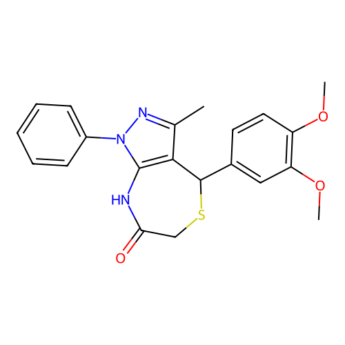 4-(3,4-dimethoxyphenyl)-3-methyl-1-phenyl-4,8-dihydro-1H-pyrazolo[3,4-e][1,4]thiazepin-7(6H)-one structure