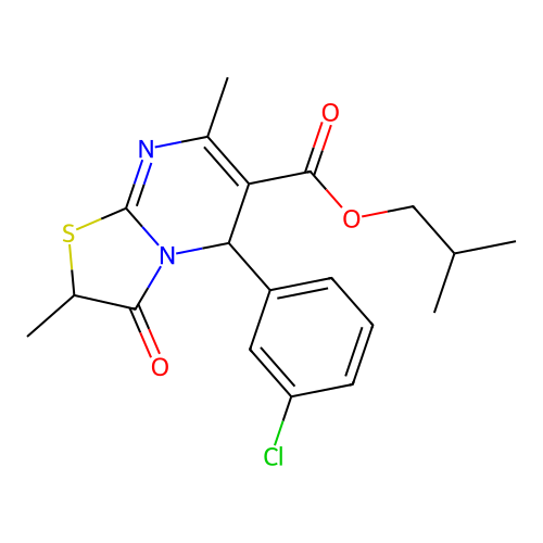2-methylpropyl 5-(3-chlorophenyl)-2,7-dimethyl-3-oxo-2H,3H,5H-[1,3]thiazolo[3,2-a]pyrimidine-6-carboxylate structure