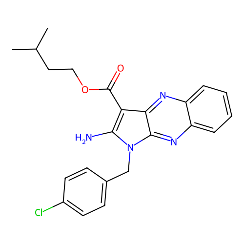3-methylbutyl 2-amino-1-(4-chlorobenzyl)-1H-pyrrolo[2,3-b]quinoxaline-3-carboxylate structure