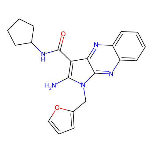 2-amino-N-cyclopentyl-1-(furan-2-ylmethyl)-1H-pyrrolo[2,3-b]quinoxaline-3-carboxamide structure